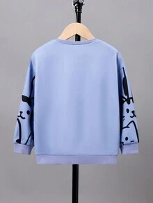 SHEIN 女小童卡通圖案落肩袖運動衫 - 霧霾藍 - 查看 2