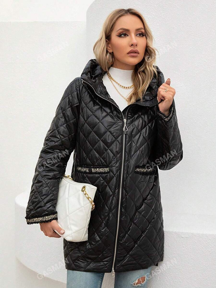 Zip Up Hooded Quilted Coat