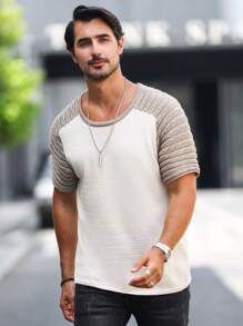 Manfinity Homme Nam Khối màu Tay Raglan Knit ngọn - Màu be - Xem 3