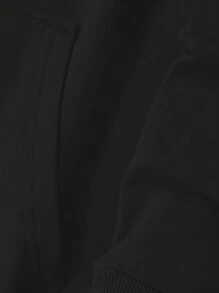 EURMUSE Men Kangaroo Pocket Drawstring Hoodie - Black - View 5