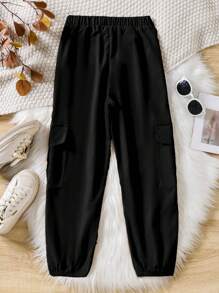 Sparklyn 少女休閒街風工作穿搭束口運動褲 - 黑色 - 查看 2