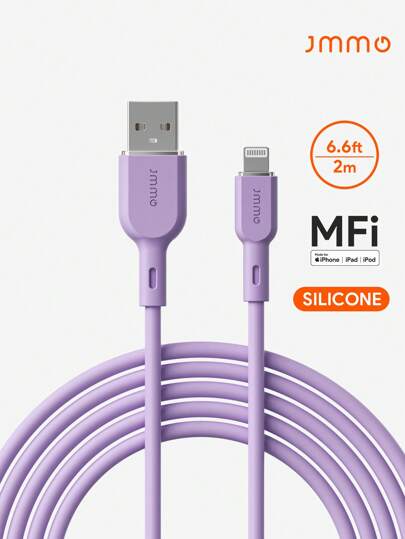 JMMO iPhone 数据线，硅胶 USB-A 转闪电数据线，USB 转闪电数据线 6.6 英尺/2 米 [Apple MFi 认证] 圣诞礼物，秋冬必备品