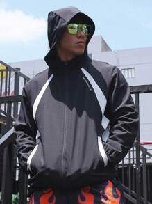 Manfinity Sport Corelite Veste de sport à capuche zippée pour homme et à blocs de couleurs, haut d'entraînement