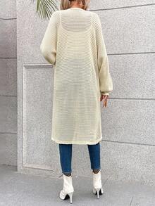 SHEIN Unity 休閒純色女士開襟衫 - 米色 - 查看 2