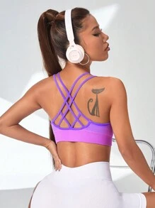 Menodora SHEIN Sport Bóng Đan chéo phía sau Bras thể thao - Nhiều màu - Xem 2