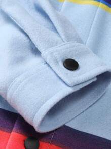 Manfinity Homme Men's Striped Print Loose Overcoat With Flap Detail - Multicolor - View 4