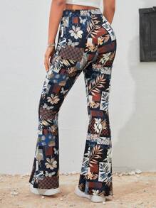 Soleia Tropical Print Flare Leg Pants - Multicolor - View 2