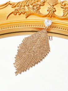 SHEIN BAE 對金爪鏈時尚耳環 - 香檳色 - 查看 4