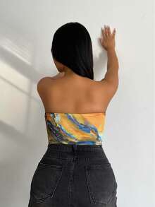 SHEIN SXY Allover Print Bandana Hem Tube Top - Multicolor - View 2