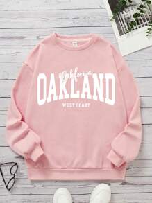 Teen Girl Letter Graphic Drop Shoulder Sweatshirt - Baby Pink - View 1