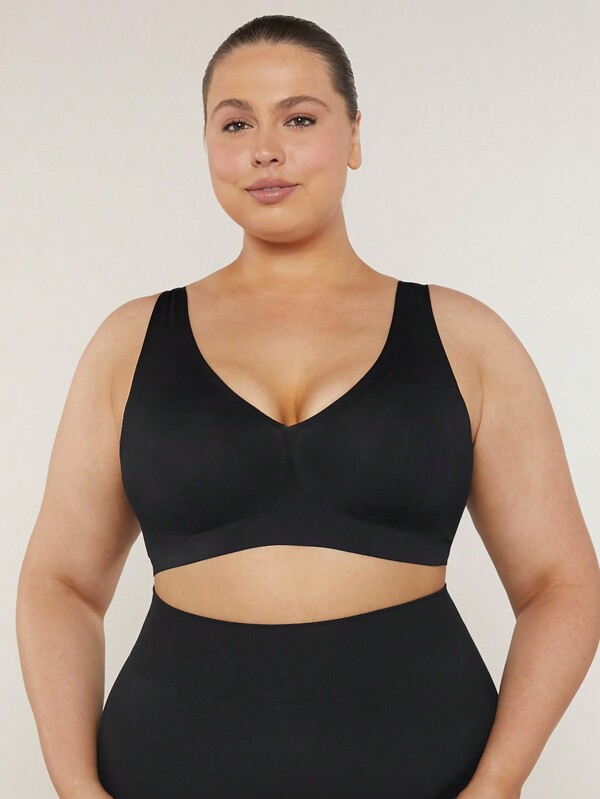 LUVLETTE Sutien adeziv Plus Dream Curve 2ndSkin negru, fără fereturi, cu decolteu scurt, fără cusături, tip tricou