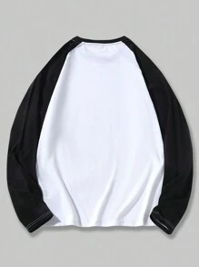 ROMWE MEN Goth Nam In Đầu lâu Raglan Tay áo dài Áo thun - Đen và trắng - Xem 4