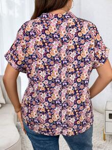 Celure 大碼佩斯利印花蝙蝠袖襯衫 - 彩色 - 查看 2