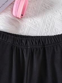 SHEIN Adolescent Fille Sweat-Shirt À Capuche Zippé À Lettres & Pantalon De Survêtement