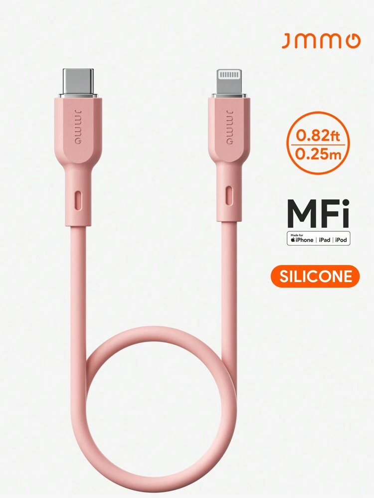 JMMO Cable ,Silicone USB-C To Lightning Cable,Type-C Charger Cable Cord Compatible With  0.82FT/0.25M 18W [ MFi Certified]