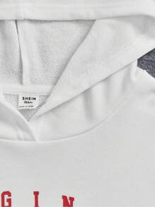 SHEIN Teen Mädchen Hoodie mit Buchstaben Grafik, Känguru-Tasche