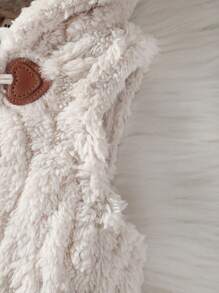 Baby Girls' Winter Vest Jacket, Teddy Ear Hooded Fleece Warm Outwear, Suitable For Both Boys And Girls, Casual, Comfortable, Stylish, Fashionable, Simple, Practical, Versatile, Soft And Comfortable, Mommy And Me Matching - Apricot - View 5