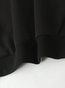 SHEIN EZwear Áo nỉ Plus Size Slogan Giải trí - màu đen - Xem 3