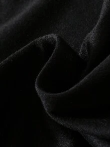 SHEIN Tween Girl Fuzzy Trim Tee - Black - View 4