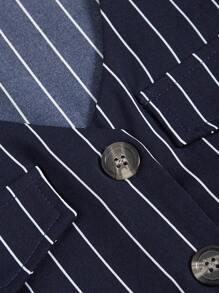 Chiquease In sọc Áo ba lỗ & Chân Váy xẻ - Xanh đậm - Xem 4