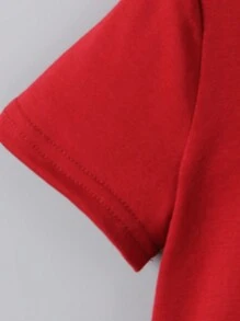 SHEIN Young Boy Letter Graphic Tee & Shorts - Burgundy - View 4