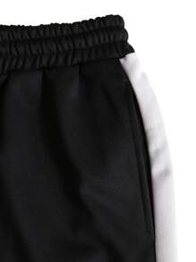 Manfinity Homme 男士拼接面腰部抽繩衛褲 - 黑色 - 查看 4