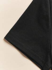 青少女休閒卡通短袖t恤,適合夏季穿著 - 黑色 - 查看 3