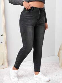 Firerie Große Größe Schmale Jeans mit hoher Taille,