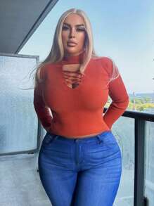 SHEIN SXY Taglie Forti Maglione ritagliato davanti