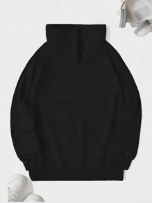 EURMUSE Men Kangaroo Pocket Drawstring Hoodie - Black - View 2