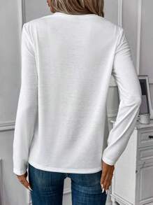 Calvaya Feather Print Round Neck Tee Graphic Tees Women Tops Fall Cloth For Women