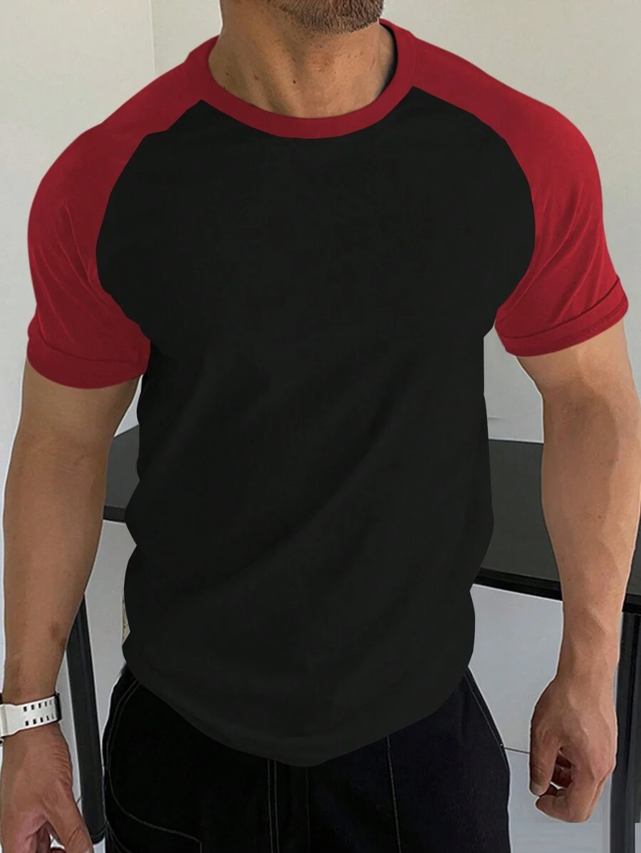Manfinity Homme Men Colorblock Raglan Sleeve Tee - Black - View 1