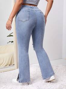SHEIN EZwear Quần Denim kích thước lớn - Màu xanh lam - Xem 2