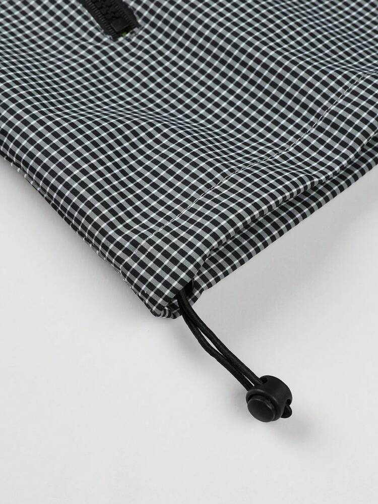 Men Gingham Ombre Hooded Jacket Without Tee