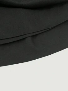 GENKIRA Solid PU Leather Pleated Skirt - Black - View 3
