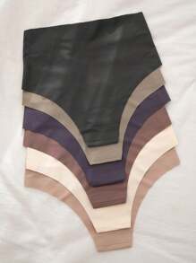 Women's High Waisted Seamless Briefs Multi-Color Comfortable High Stretch Underwear Casual Panties - Multicolor - View 2