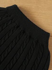 RueChic Tween Girl Cable Knit Drop Shoulder Sweater & Knit Skirt - Black - View 5