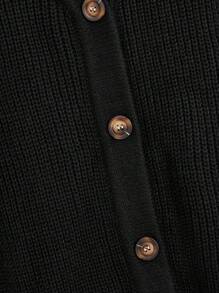 Flirla 大碼落肩袖前紐扣開襟衫 - 黑色 - 查看 3