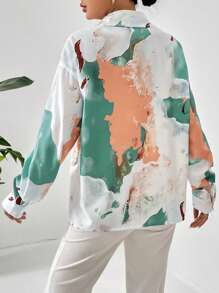 SHEIN Privé Áo sơ mi nữ Nút phía trước Tất cả trên in Giải trí - Nhiều màu - Xem 2