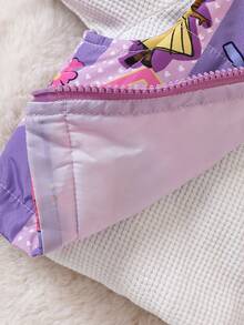 女嬰人像圖案拉鏈開襟夾克背心&半身裙 - 粉色 - 查看 4