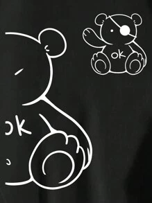 SHEIN EZwear Plus Cartoon Graphic Thermal Lined Sweatshirt Graduation,Back To School,Graduation,Teacher For Women,Back To School Pullover Fall Winter Sweatshirt Autumn - Black - View 3