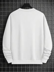 Manfinity Homme Loose Fit Men's Sweatshirt With Slogan, Floral Graphic And Drop Shoulder Design (Without T-Shirt) - White - View 2