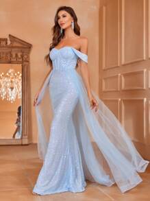 One-Shoulder Sweetheart Neckline Mermaid Evening Gown With Sheer Tulle Sash & Luxurious Train - Elegant Formal Dress For Gala Events, Red Carpet Occasions, Black-Tie Weddings, Opera Nights, And Grand Balls,Party Dress,Wedding Guest