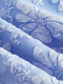 SHEIN MOD Taglie Forti Abiti floreale jacquard collo quadrato con manica a sbuffo con nodo dietro - Blu - Visualizzare 3