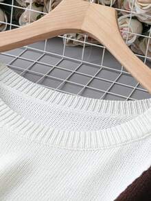 SHEIN LUNE Hơn Khối màu Thả vai Áo len - Nhiều màu - Xem 5