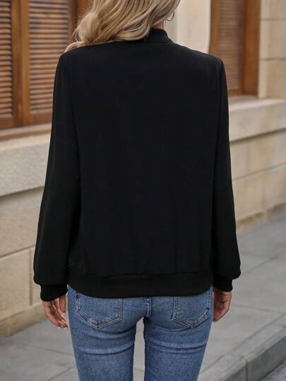 SHEIN LUNE 素色拉鏈開襟飛行員夾克