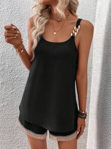 SHEIN Clasi 鏈條細節吊帶背心和短褲