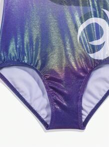 Cô Gái Trẻ Khối màu Hoạt động Áo liền quần chặt - Màu tím - Xem 4