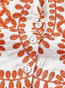 SHEIN MOD Top crop con bordado floral - Café integral - Ver 4