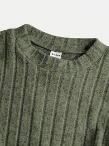 SHEIN Tween Girl Crisscross Hem Crop Tee - Army Green - View 4